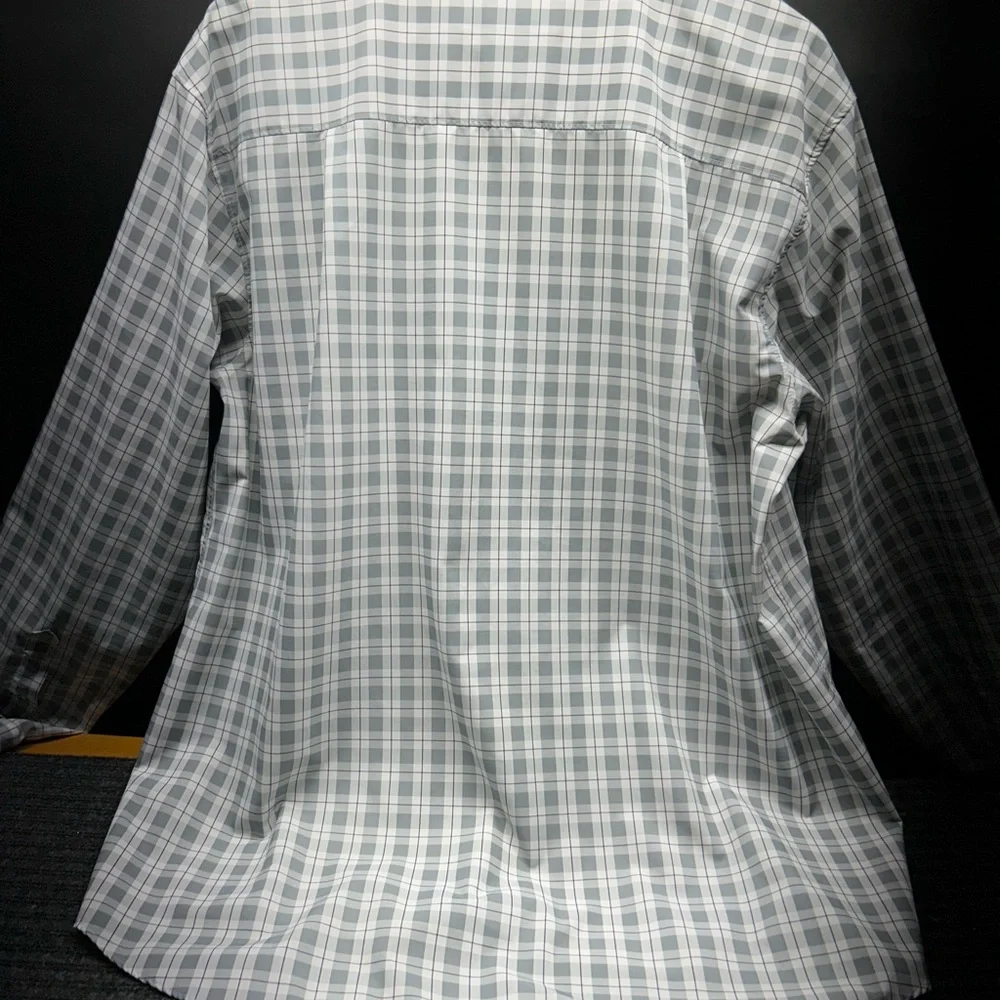 Rugby Men's‎ Gray Checkered Button Down Shirt-2XLarge-Big